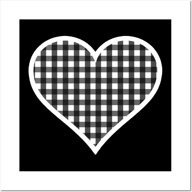 White and Black Gingham Heart Wall Art by bumblefuzzies